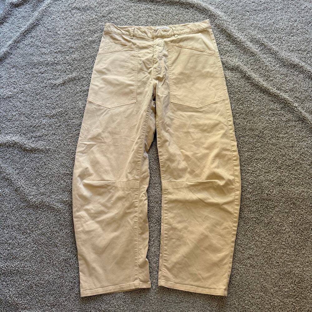 Nili Lotan Shon Relaxed Fit Barrel Leg Pant Size 6 Tan Beige